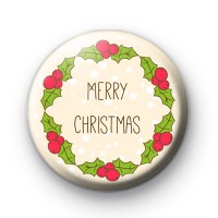Classic Festive Merry Christmas Button Badge