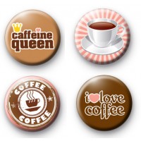 Set of 4 Coffee Lover Button Badges