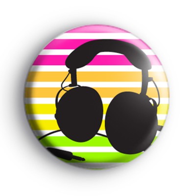Colourful Earphones Button Badge