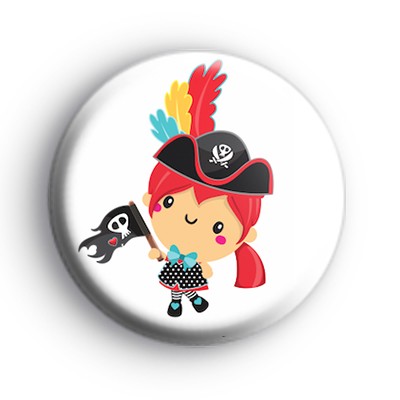 Cool Pirate Girl Button Badge