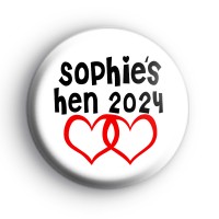 Red Love Hearts Hen Party Badges thumbnail