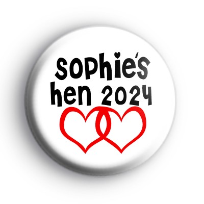 Red Love Hearts Hen Party Badges medium