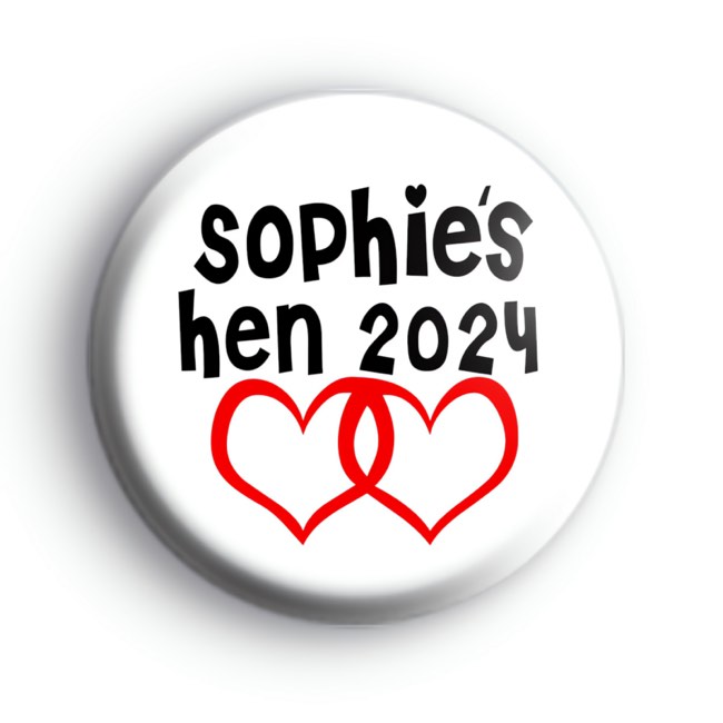 Red Love Hearts Hen Party Badges