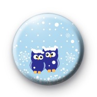 Cute Blue Festive Owls Badges