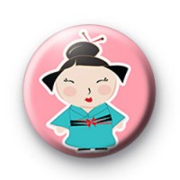 Cute Blue Geisha Girl Badge thumbnail