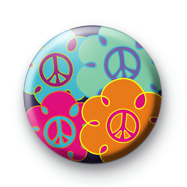 Peace Flowers Pattern Badges