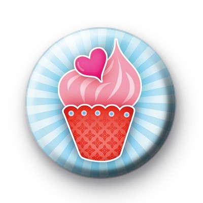 Pink Love Heart Cupcake Badge medium