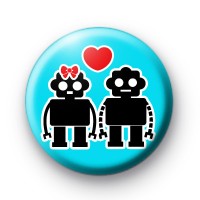 Cute Robot Love Button Badges