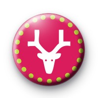 Modern Pink Reindeer Badge