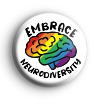 Embrace Neurodiversity Rainbow Brain Badge Button Badges