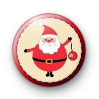 Festive Red Father Christmas Badge