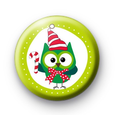 Festive Green Owl Badge