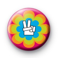 Bright Floral Peace Hand Badges