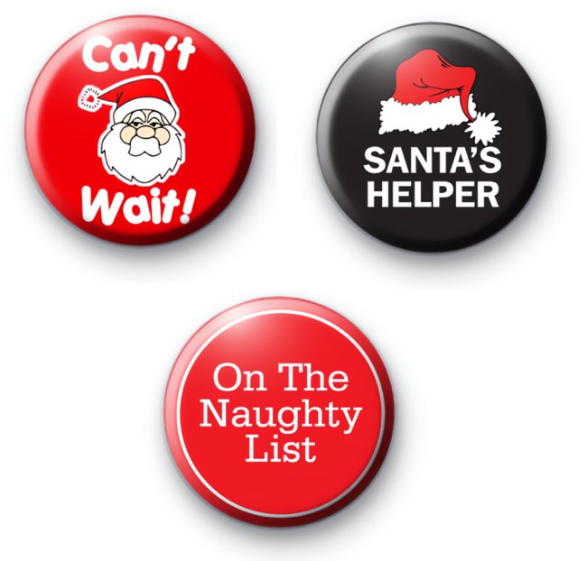 Set of 3 Funny Festive Badges