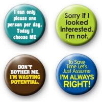 Set of 4 Funny Slogan Button Badges thumbnail