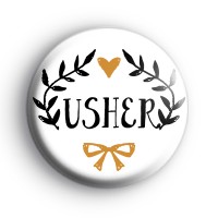 Pretty Black and Gold Usher Badge thumbnail