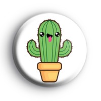Green Cactus Cheeky Face Badge