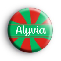Custom Candy Cane Name Green and Red Badge thumbnail