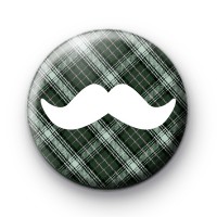 Green and White Moustache Badge