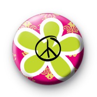 Green Peace Flower Peace Symbol badges