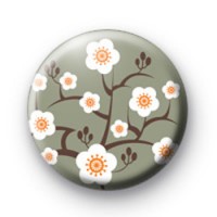 Grey Oriental Flower Blossom Badges