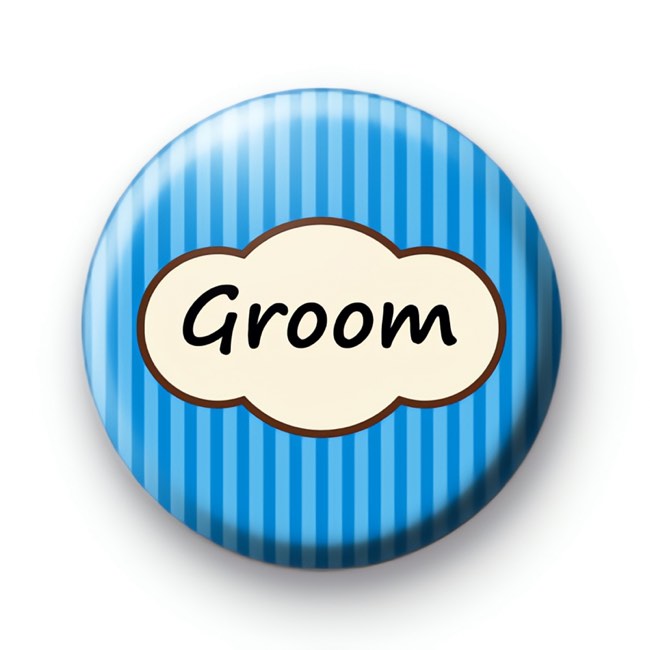 Bright Blue Stripey Groom Badges