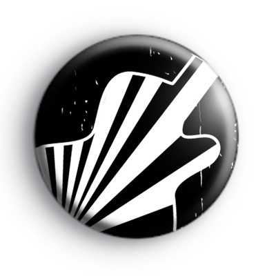 Black and white rock guitar badge medium