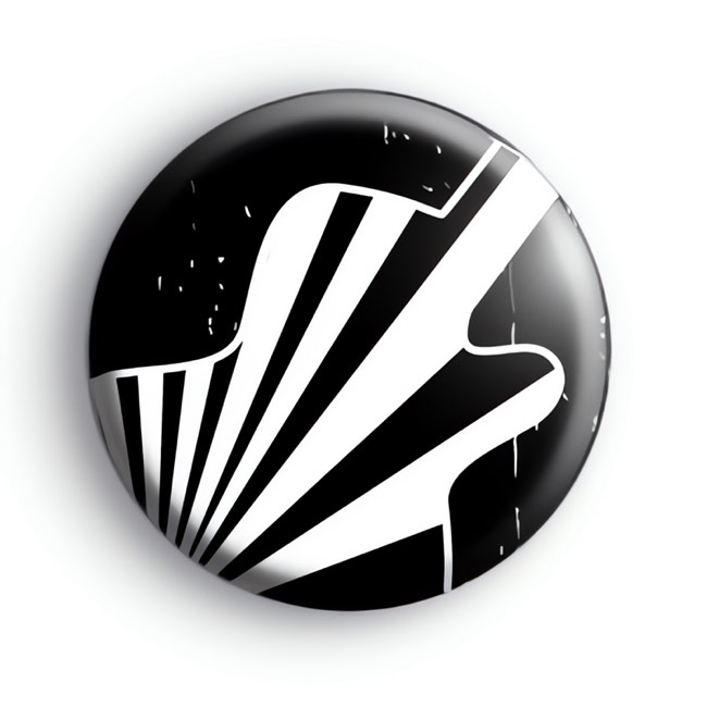 Black and white rock guitar badge