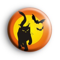 Black Cat and Spooky Bats Badge