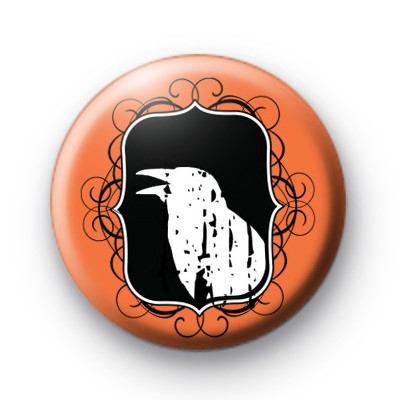 Halloween Spooky Raven Button Badge