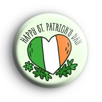 Happy St Patricks Day Irish Heart Flag Badge