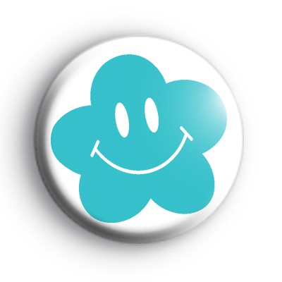 Flower Happy Face Blue Badge