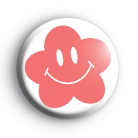 Flower Happy Face Pink Badge thumbnail
