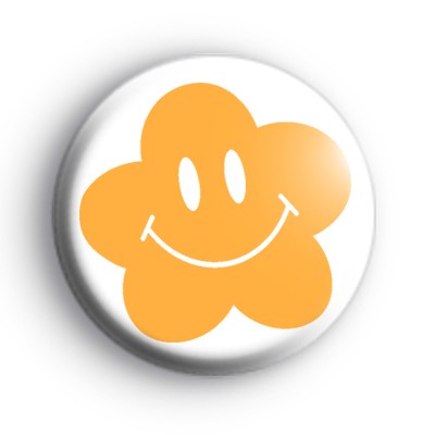 Flower Happy Face Yellow Badge
