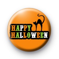 Happy Halloween Black Cat Badge thumbnail
