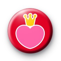 Pink Heart and Crown Button Badges