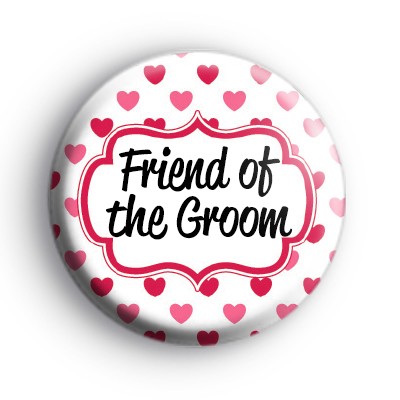 Hearts Galore Custom of The Groom Badge medium