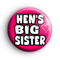 Bright Pink Hens Big Sister Button Badge thumbnail