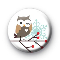 Cute Owl Festive Button Badges