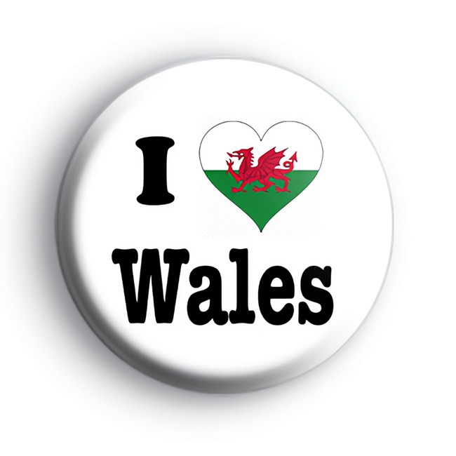 I Love Wales Flag Heart Badge