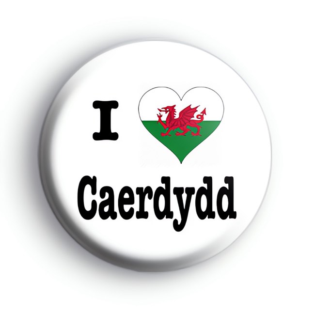 I Love Cardiff Caerdydd Welsh Flag Badge