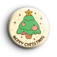 Illustrated Merry Christmas Tree Badge