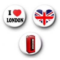 Set of 3 London Button Badges