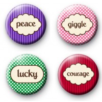 Set of 4 Inspirational Words Button Badges
