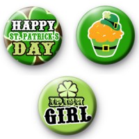 Set of 3 Fun St Patrick's Day Badges