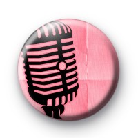 Pink Microphone Button Badge