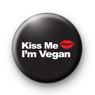 Kiss Me I'm Vegan Button Badge