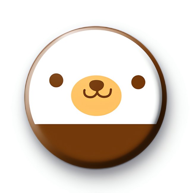 Brown Bear Face Button Badges