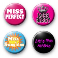 Set of 4 Miss Button Badges