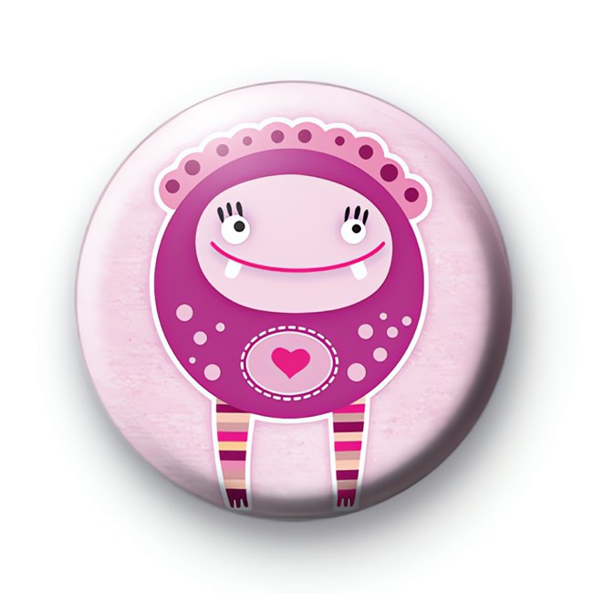 Pink Love Monster Button Badges